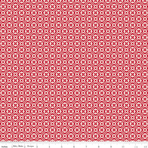 Farmer's Daughter Fabric by Lori Holt for Riley Blake - Red Small Diagonal Check Fabric