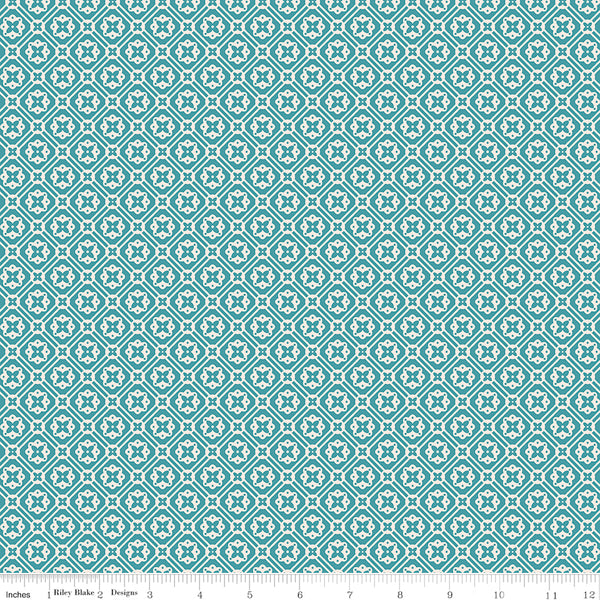 Farmer's Daughter Fabric by Lori Holt for Riley Blake - Blue Small Diagonal Check Fabric