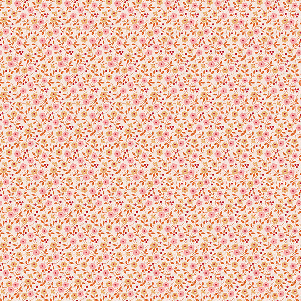 Farmer's Daughter Fabric by Lori Holt for Riley Blake - Beige Coral and Gold Small Calico Fabric