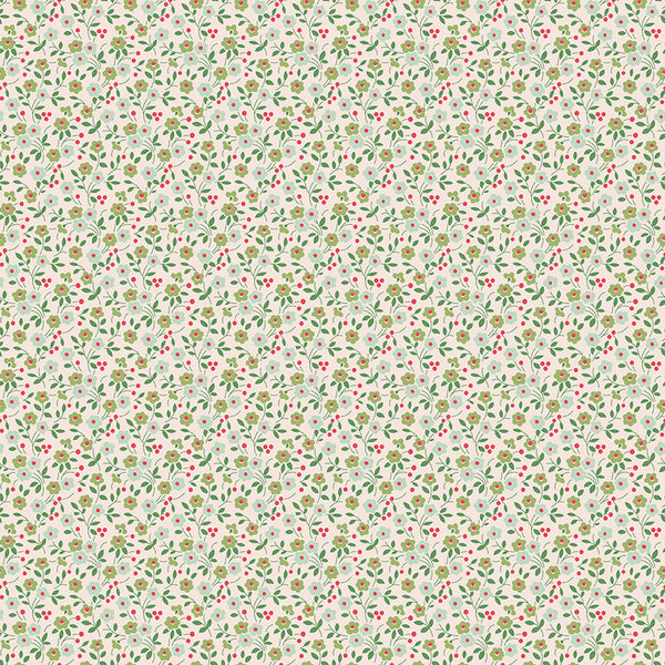 Farmer's Daughter Fabric by Lori Holt for Riley Blake - Beige and Green Small Calico Fabric