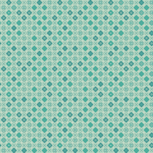 Farmer's Daughter Fabric by Lori Holt for Riley Blake - Small Green and Blue Flower Grid Fabric