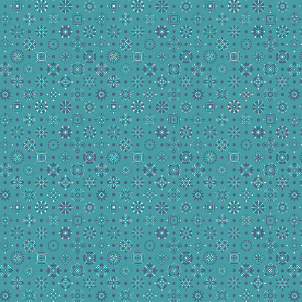 Farmer's Daughter Fabric by Lori Holt for Riley Blake - Teal Blue Small Geometric Fabric
