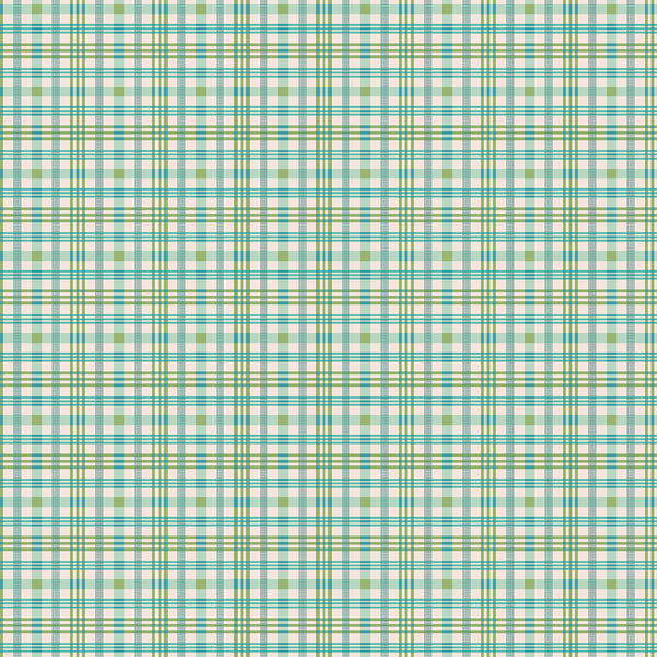Farmer's Daughter Fabric by Lori Holt for Riley Blake - Aqua and Green Plaid Fabric