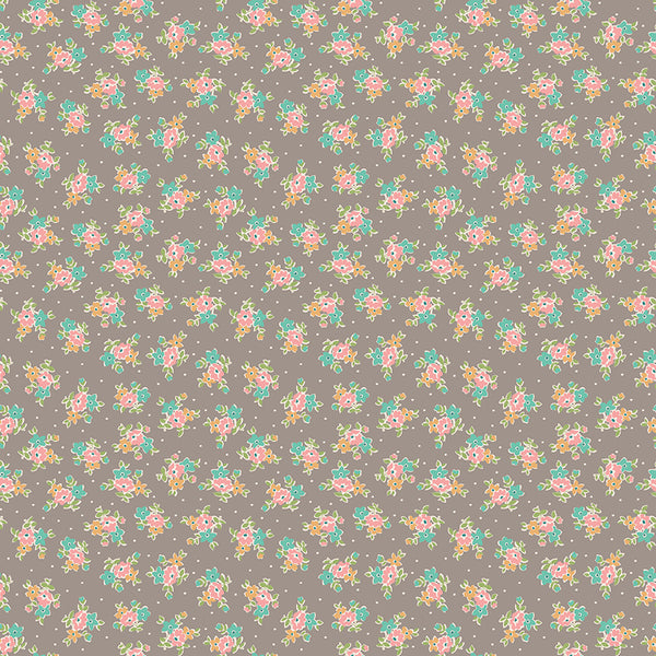 Farmer's Daughter Fabric by Lori Holt for Riley Blake - Gray Small Floral Fabric