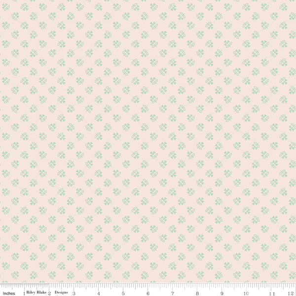 Farmer's Daughter Fabric by Lori Holt for Riley Blake - Beige and Sage Green Small Clover Fabric