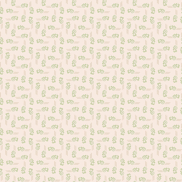 Farmer's Daughter Fabric by Lori Holt for Riley Blake - Beige and Green Small Tractor Fabric