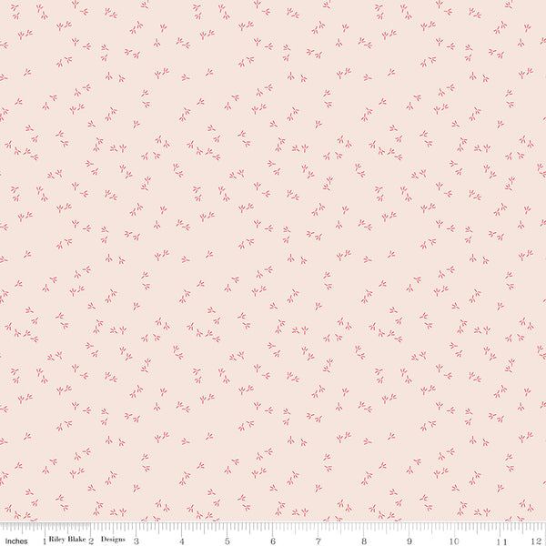 Farmer's Daughter Fabric by Lori Holt for Riley Blake - Beige and Pink Chicken Tracks Fabric