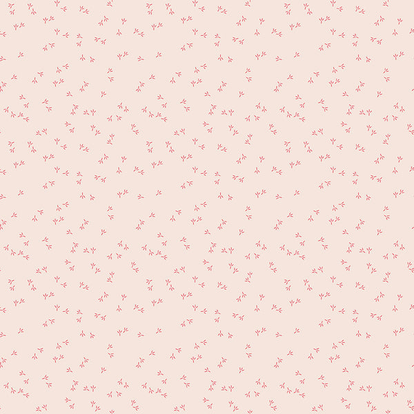 Farmer's Daughter Fabric by Lori Holt for Riley Blake - Beige and Pink Chicken Tracks Fabric