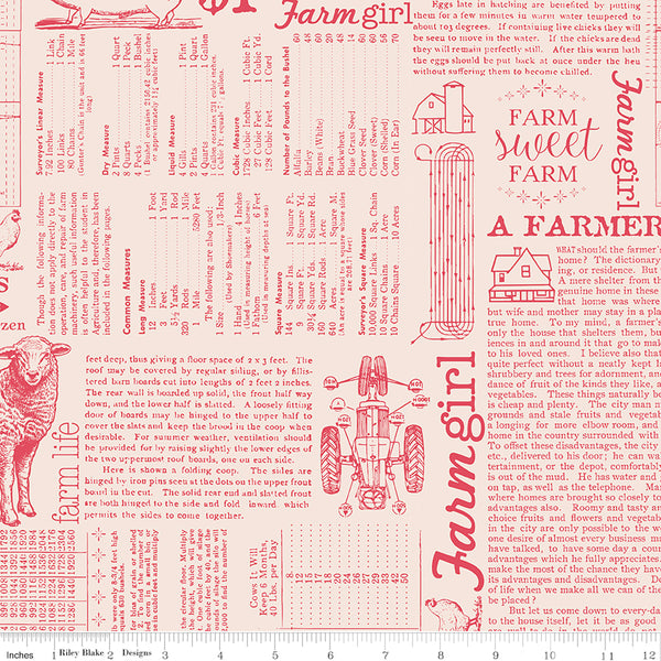Farmer's Daughter Fabric by Lori Holt for Riley Blake - Beige and Tea Rose Farm Life Fabric