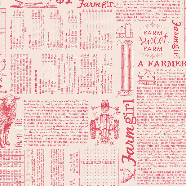 Farmer's Daughter Fabric by Lori Holt for Riley Blake - Beige and Tea Rose Farm Life Fabric