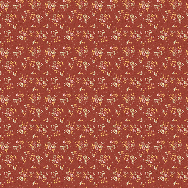 Baked With Love Fabric by Lori Holt for Riley Blake - Rust Small Floral Fabric