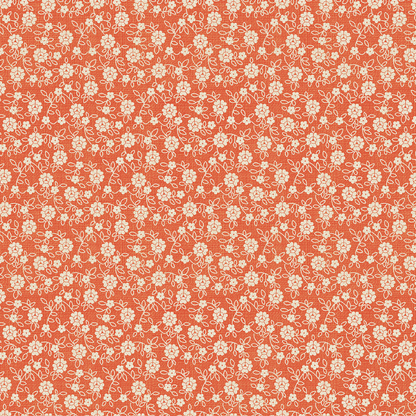 Baked With Love Fabric by Lori Holt for Riley Blake - Orange Small Floral Fabric