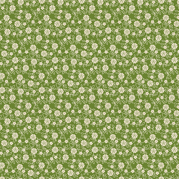 Baked With Love Fabric by Lori Holt for Riley Blake - Olive Green Small Floral Fabric