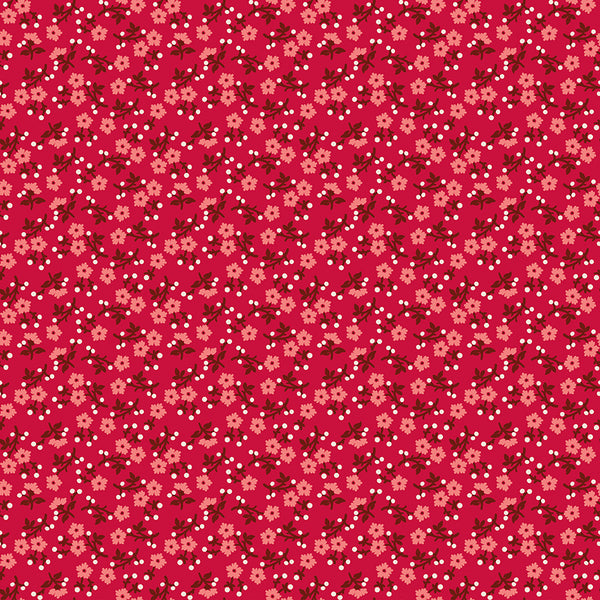 Baked With Love Fabric by Lori Holt for Riley Blake - Red and Pink Small Floral Fabric