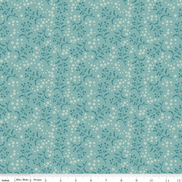 Baked With Love Fabric by Lori Holt for Riley Blake - Blue Small Floral Fabric