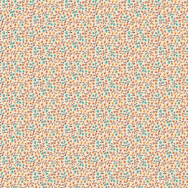 Baked With Love Fabric by Lori Holt for Riley Blake - Off White Yellow and Aqua Blue Small Floral Fabric