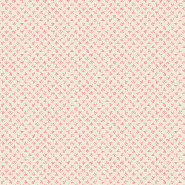 Baked With Love Fabric by Lori Holt for Riley Blake - Off-White and Pink Leaf Fabric