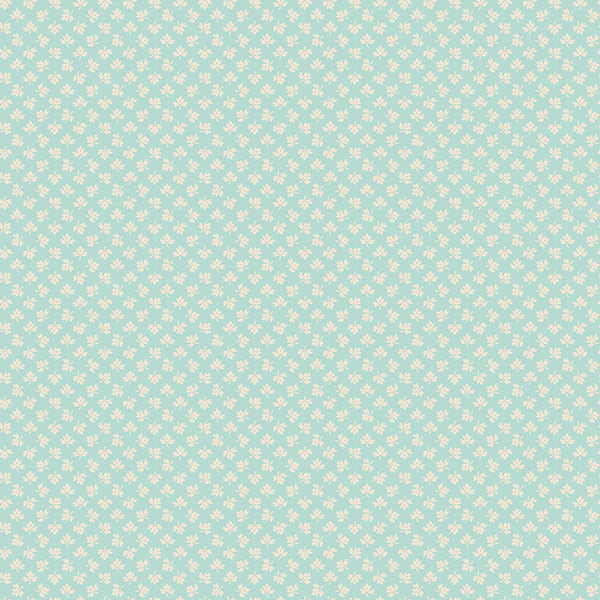 Baked With Love Fabric by Lori Holt for Riley Blake - Aqua Blue Leaf Fabric