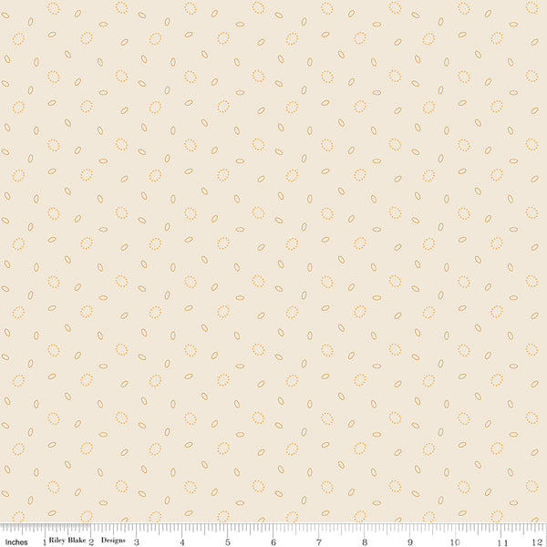 Baked With Love Fabric by Lori Holt for Riley Blake - Off-White and Yellow Small Geometric Fabric