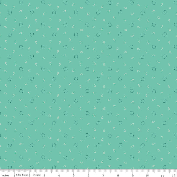 Baked With Love Fabric by Lori Holt for Riley Blake - Sea Glass Small Geometric Fabric