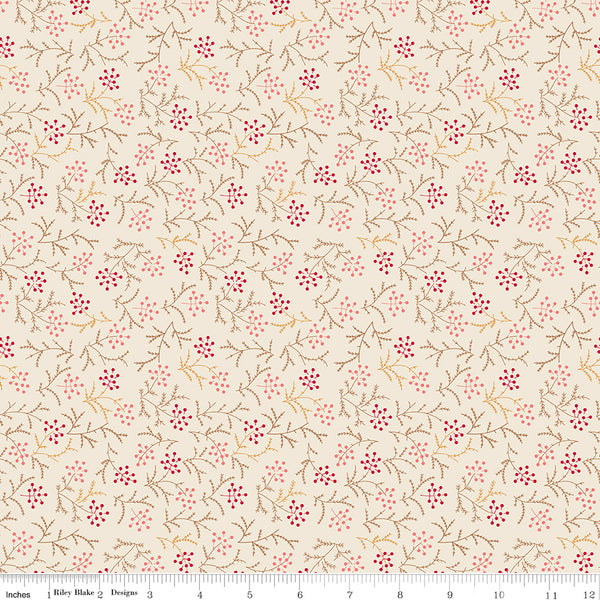 Baked With Love Fabric by Lori Holt for Riley Blake - Off-White Red & Pink Floral Fabric