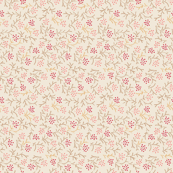 Baked With Love Fabric by Lori Holt for Riley Blake - Off-White Red & Pink Floral Fabric