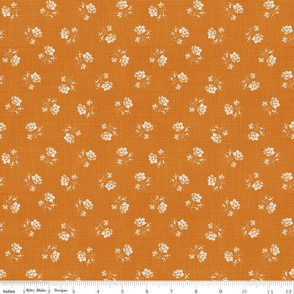 Baked With Love Fabric by Lori Holt for Riley Blake - Dark Gold Small Floral Fabric