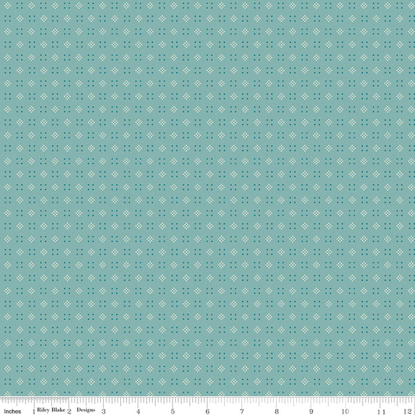 Baked With Love Fabric by Lori Holt for Riley Blake - Blue Small Geometric Fabric
