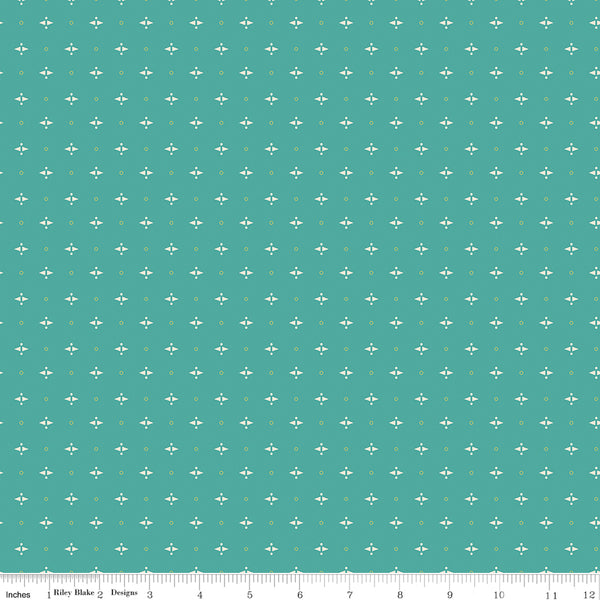 Baked With Love Fabric by Lori Holt for Riley Blake - Blue Small Geometric Fabric