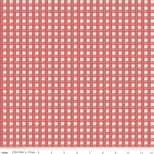 Baked With Love Fabric by Lori Holt for Riley Blake - Red Small Check Fabric