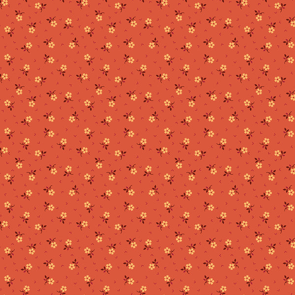 Baked With Love Fabric by Lori Holt for Riley Blake - Orange Small Floral Fabric