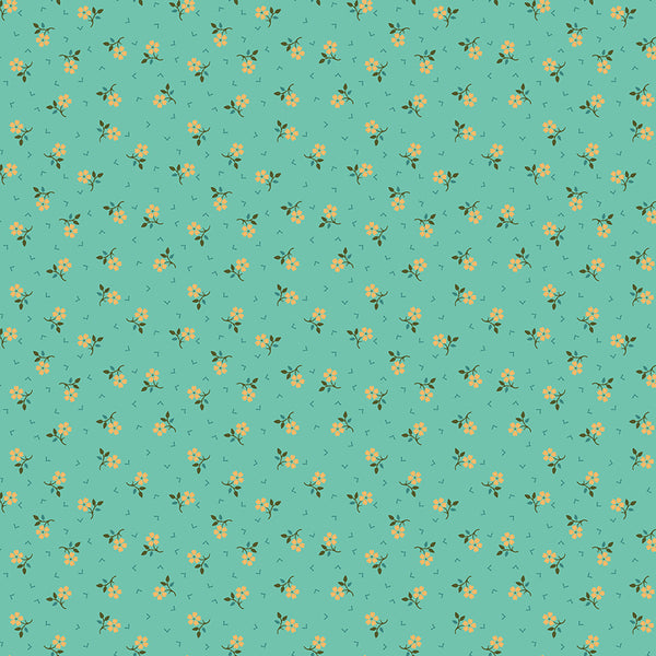 Baked With Love Fabric by Lori Holt for Riley Blake - Sea Glass Green Small Floral Fabric