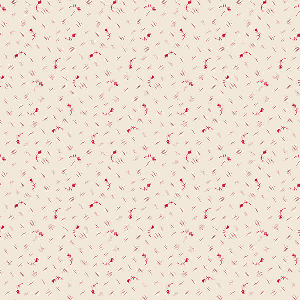 Baked With Love Fabric by Lori Holt for Riley Blake - Off-White and Red Small Floral Fabric