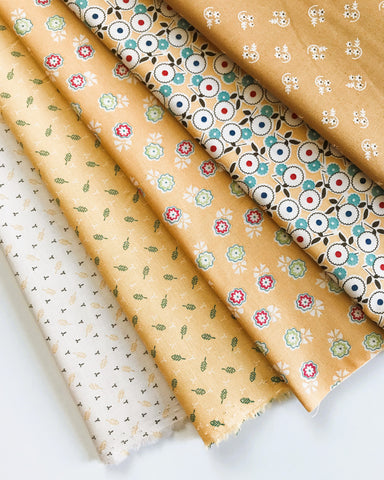 Lori Holt Mercantile Fabric Fat Quarter Bundle - 5pc Yellow Color Bundle