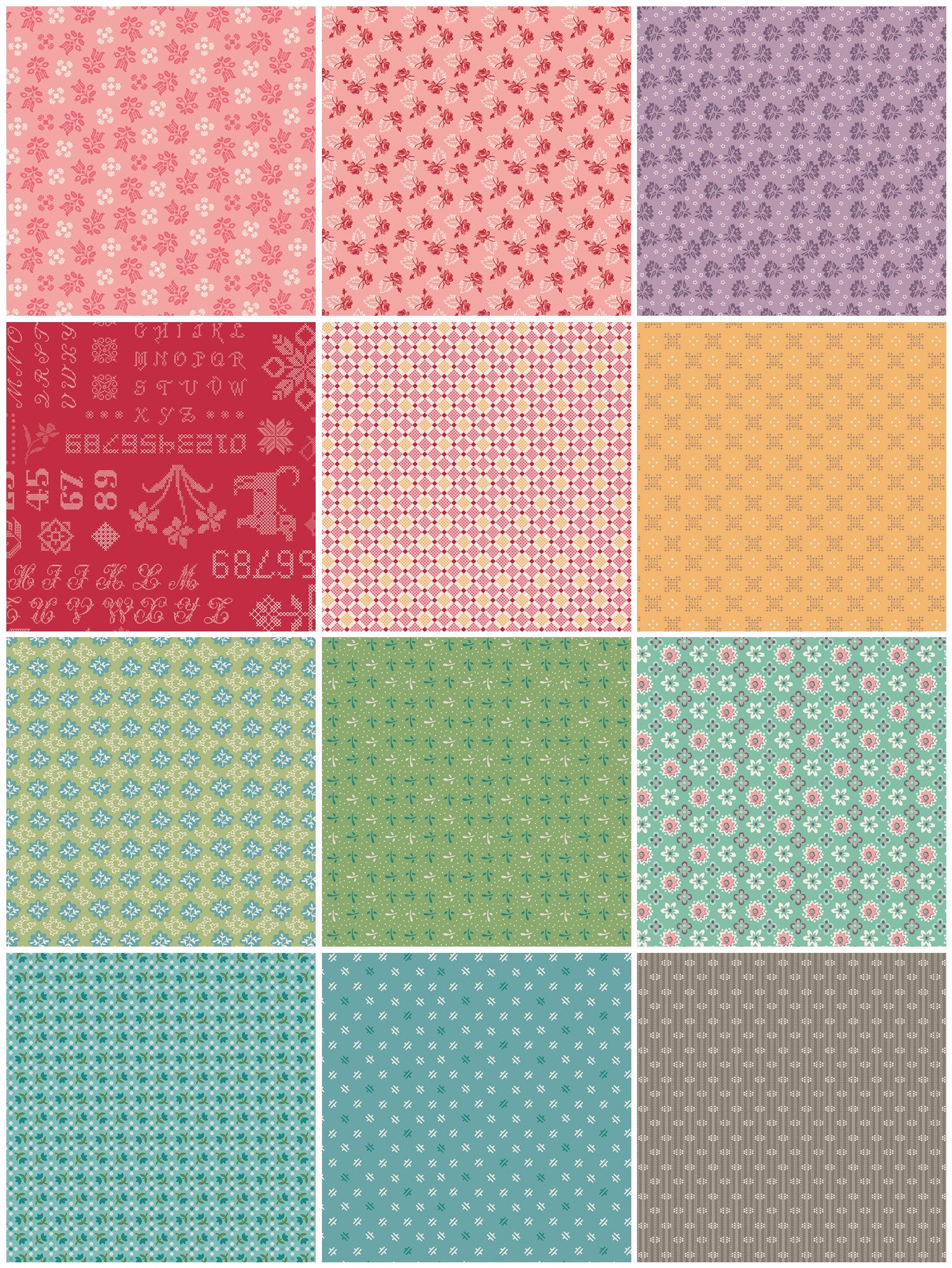 Lori Holt Piece & Plenty Fabric Fat Quarter Bundle - 12pc Bundle