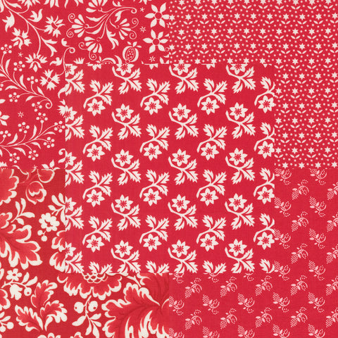 Fig Tree Buon Natale Fabric Fat Quarter Color Bundle - 5pc Pomegranate Color Bundle