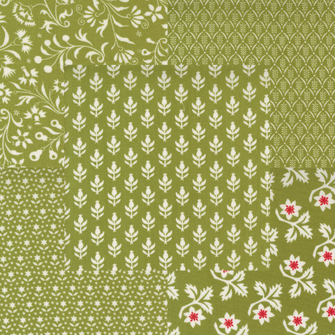 Fig Tree Buon Natale Fabric Fat Quarter Color Bundle - 5pc Pine Color Bundle