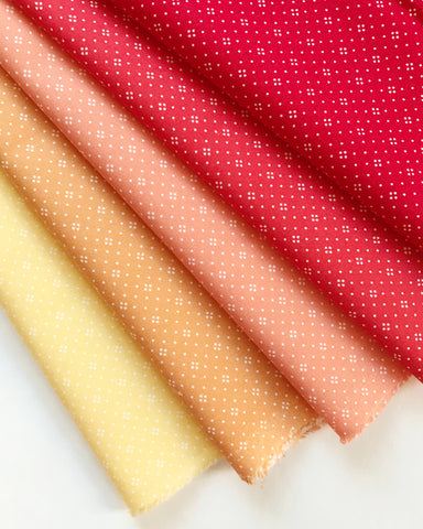 Fig Tree Eyelet Fabric Fat Quarter Warm Color Bundle - 5pc Coral Orange Red Color Bundle