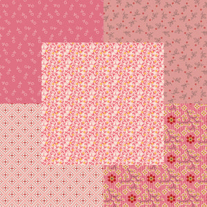 Lori Holt Gentler Times Fabric Fat Quarter Bundle - 5pc Pink Color Bundle