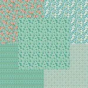 Lori Holt Gentler Times Fabric Fat Quarter Bundle - 5pc Sea Glass Green Color Bundle