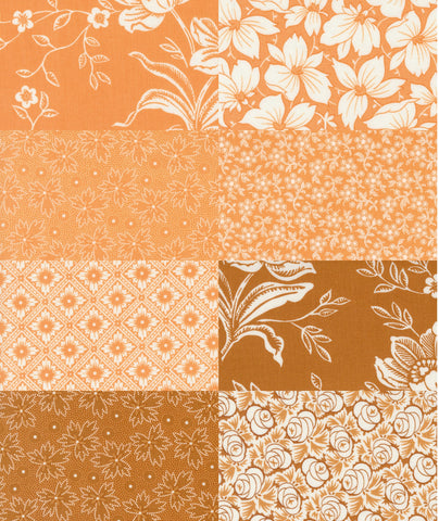 Fig Tree Denim & Daisies Fabric Fat Quarter Bundle - 8pc Orange Bundle