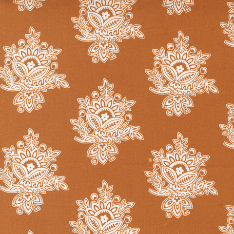 Cinnamon & Cream Fabric by Fig Tree Quilts for Moda - Cinnamon Brown and Cream Paisley Damask Style Fabric