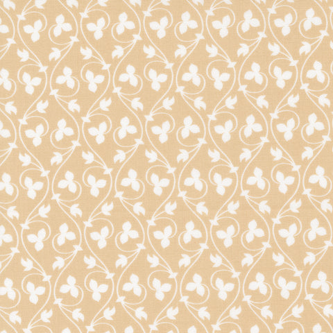 Cinnamon & Cream Fabric by Fig Tree Quilts for Moda - Light Tan Tone on Tone Small Vines Fabric